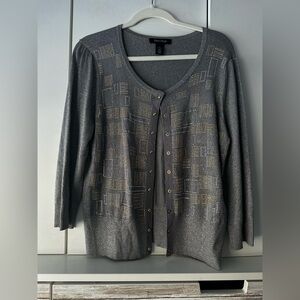 White House Black Market Silver and Gold Studded Cardigan